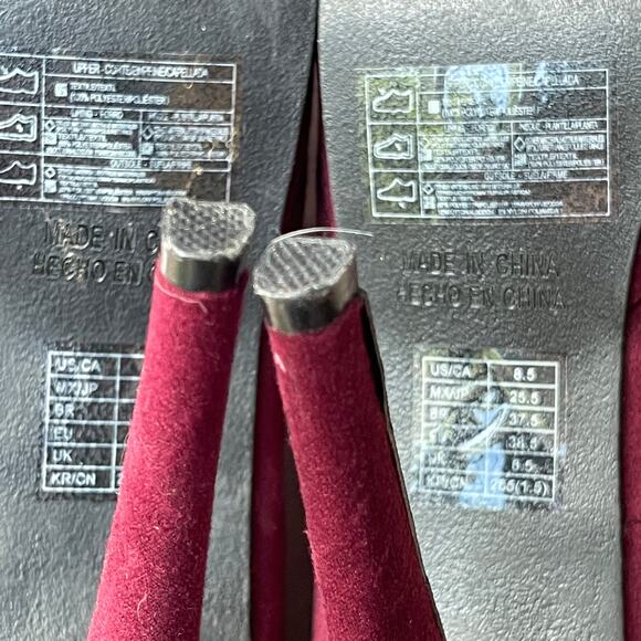 Forever 21 Womens Size 8.5 Heels Wine Faux Suede Peep Toe Platform Stilleto New - Picture 5 of 13